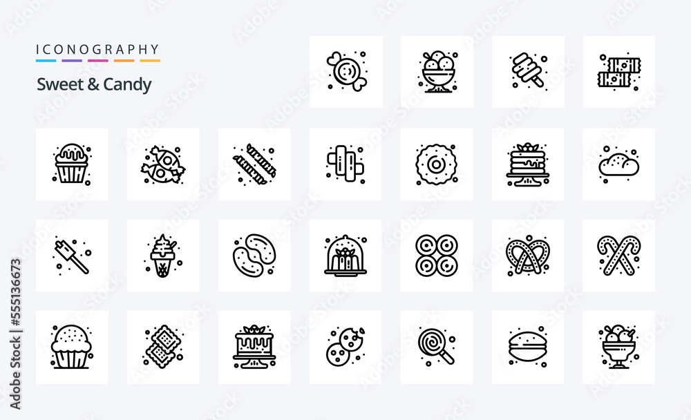 25 Sweet And Candy Line icon pack