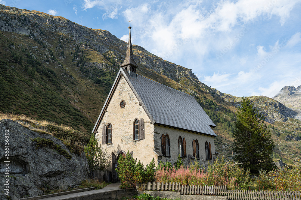 Anglikanische Kapelle bei Gletsch, Obergoms, Kanton Wallis, Schweiz
