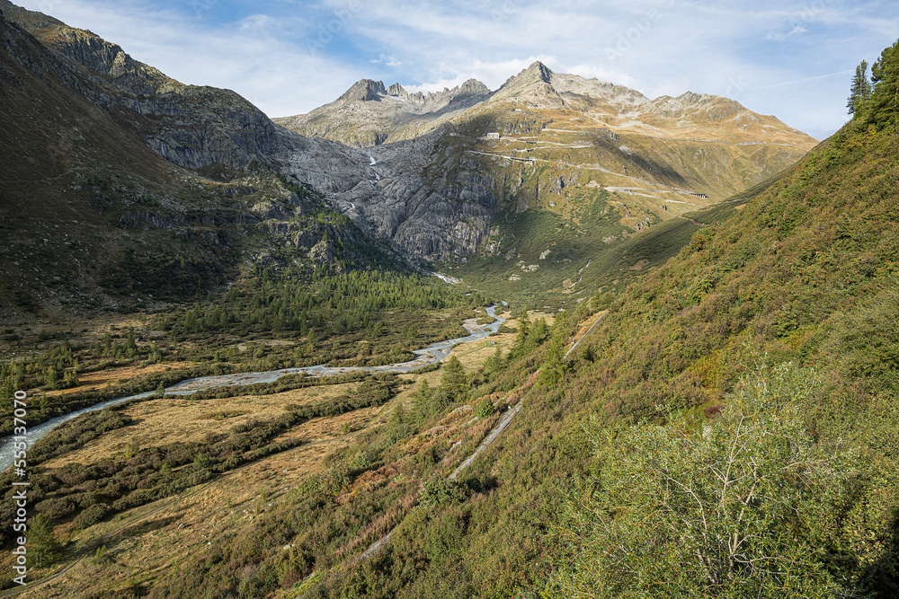 Naklejka premium Rhonegletscher, Obergoms, Kanton Wallis, Schweiz