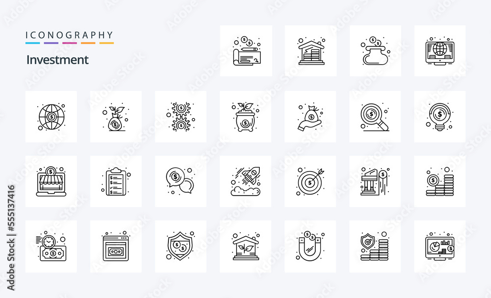 25 Investment Line icon pack