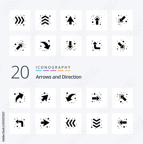 20 Arrow Solid Glyph icon Pack like down straight arrows direction arrows