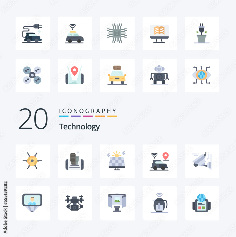20 Technology Flat Color icon Pack like technology camera environment technology location