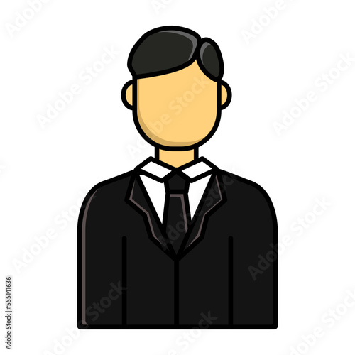 Worker man with black suit on white background