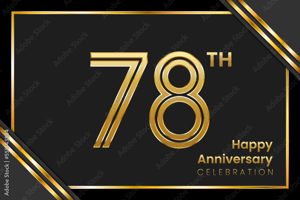 78th Anniversary. Anniversary Template Design With Golden Text, Vector