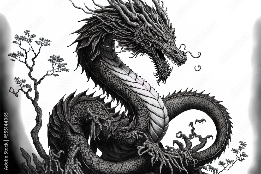 Separated from its white backdrop, a black and white drawing of a ...