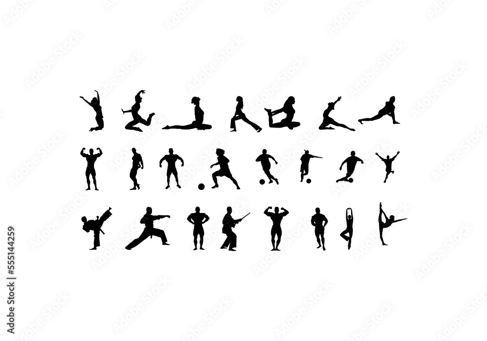 sport logo fitness people silhouette initial a set of company icon business logo background illustration