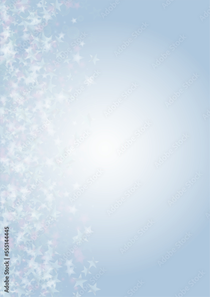 Fototapeta premium Vector Magical Glowing Background with Silver and Purple Falling Stars on Grey. Sparkle Star Sky Cover and Card Design. Glittery Confetti Frame. Christmas and New Year Poster. Cosmic Bokeh Light.