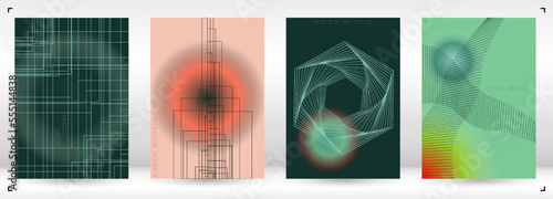 Minimal Minimal Geometric Vector Poster Design with Lines and Gradient Colorful Circles. Collection of Abstract Backgrounds for Covers, Flyers, Templates, Booklets, Cards, Brochures, Branding, etc.