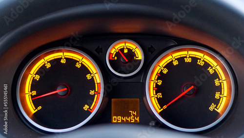 Yellow car dashboard
