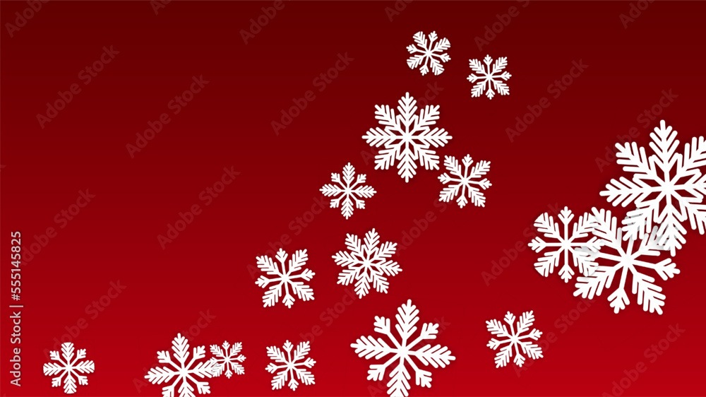 Christmas Vector Background with Falling Snowflakes. Isolated on Red Background. Realistic Snow Sparkle Pattern. Snowfall Overlay Print. Winter Sky. Papercut Snowflakes. Christmas Vector Background with Falling Snowflakes. Isolated on Red Background. Realistic Snow Sparkle Pattern. Snowfall Overlay Print. Winter Sky. Papercut Snowflakes.