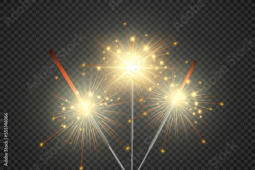 	
Magical light. Sparkler. Candle sparkling on the background. Realistic vector light effect. Winter, seasonal christmas decoration illustration.
