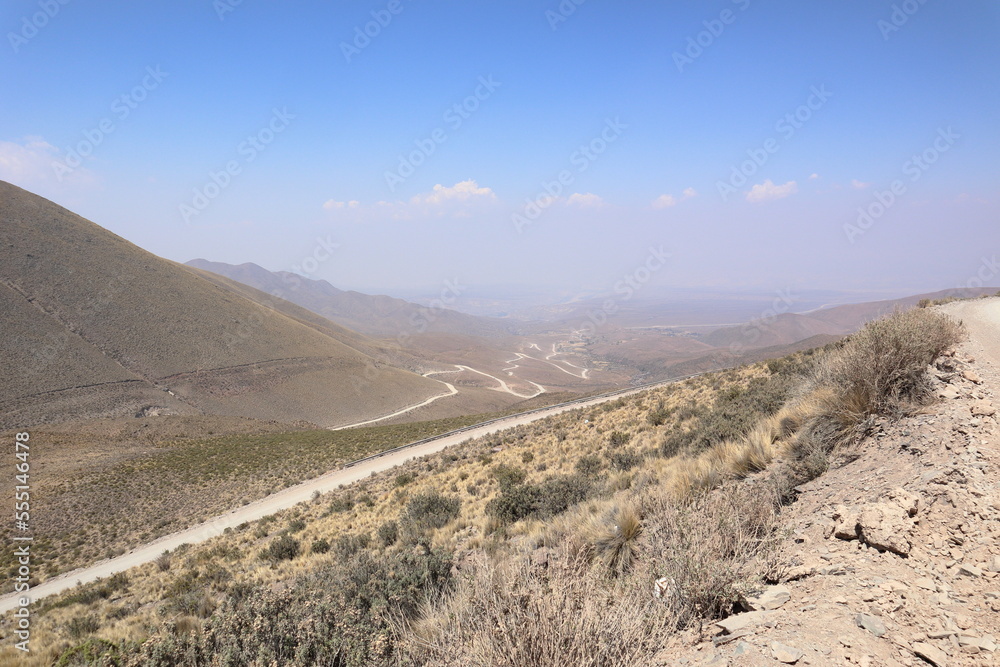 View of the surroundings of the mountain of the 7 colors, in humahuaca, on a smoky day due to forest fires