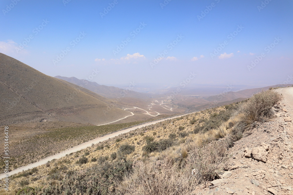 View of the surroundings of the mountain of the 7 colors, in humahuaca, on a smoky day due to forest fires View of the surroundings of the mountain of the 7 colors, in humahuaca, on a smoky day due to forest fires