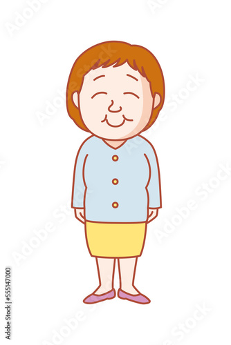 ほっこりとした笑顔のやさしいおばちゃん。元、幼稚園の園長先生。子どもに好かれている。