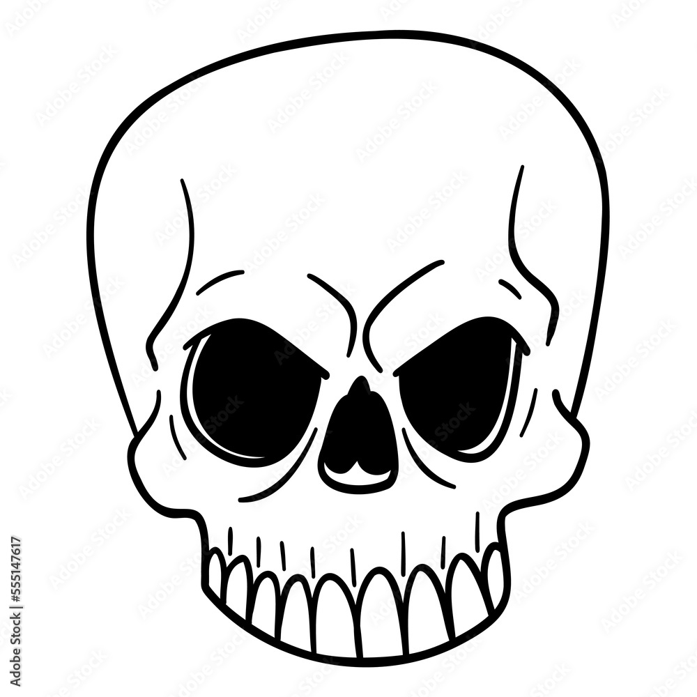 Fototapeta premium Evil comic skull vector monochrome.
