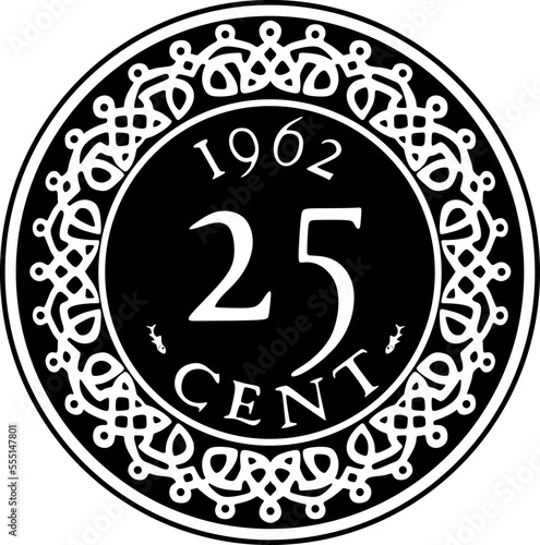 suriname 25 cent coin silhouette