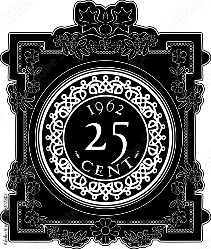 suriname 25 cent coin silhouette with frame
