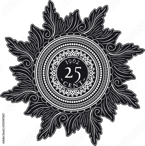 suriname 25 cent coin silhouette with frame