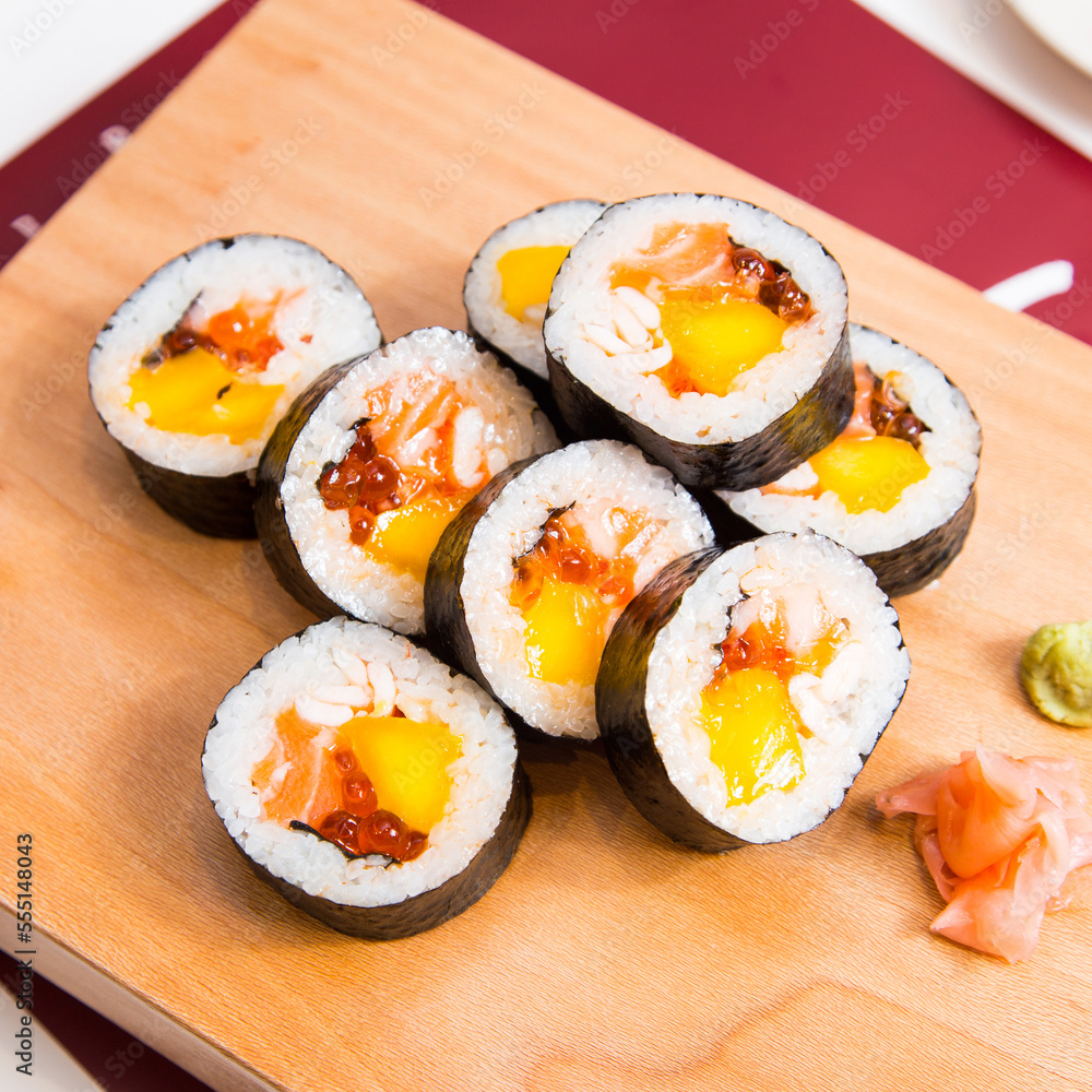 Salmon maki.
Image result for maki sushi
In Japanese, the word maki means Salmon maki.
Image result for maki sushi
In Japanese, the word maki means