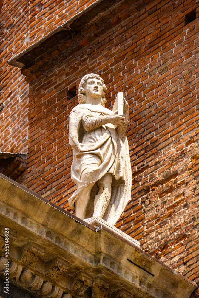 Statue of Cornelius Nepos at Loggia del Consiglio on Piazza dei Signori in Verona, Italy