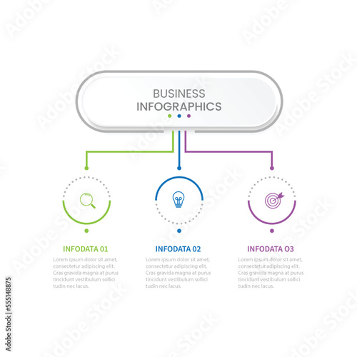 Vector infographic thin line design with marketing icons. Business concept with 3 options, steps or processes.