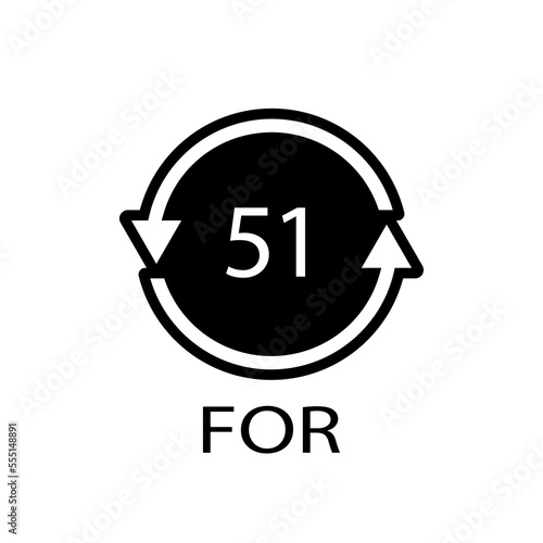 Bio material recycling code 51 FOR. Vector Illustration