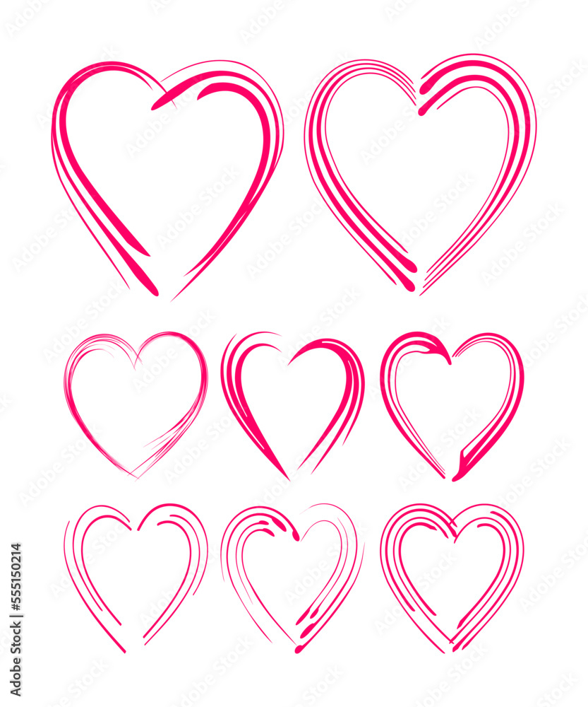 set of pink and red hearts