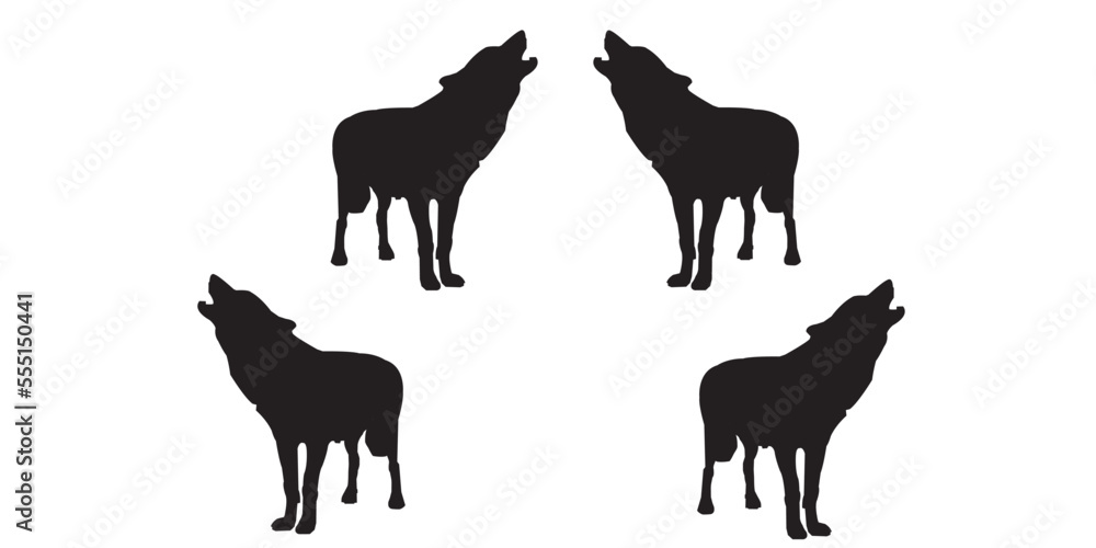 Obraz premium wolf silhouette vector illustration on white background