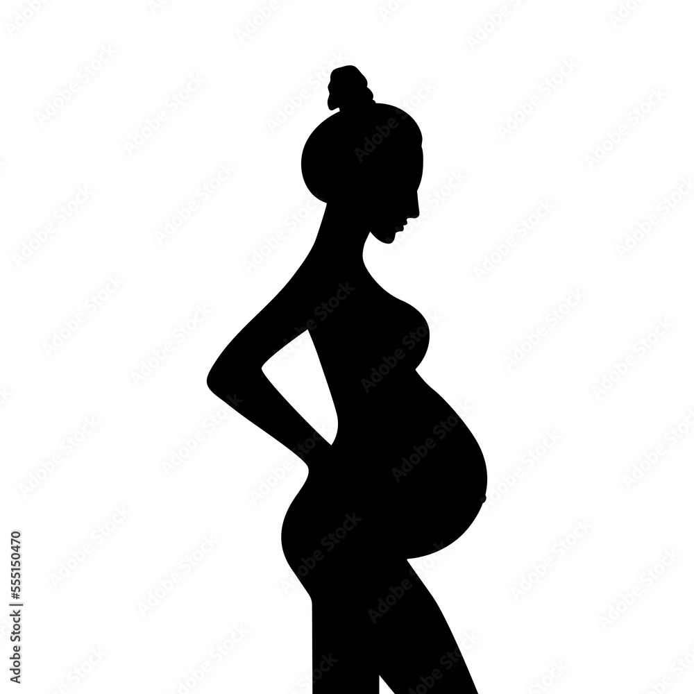 Silhouette of a pregnant woman vector illustration.