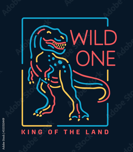 Neon light style dinosaur illustration. Vector illustration for t-shirt prints, posters, and other uses.
