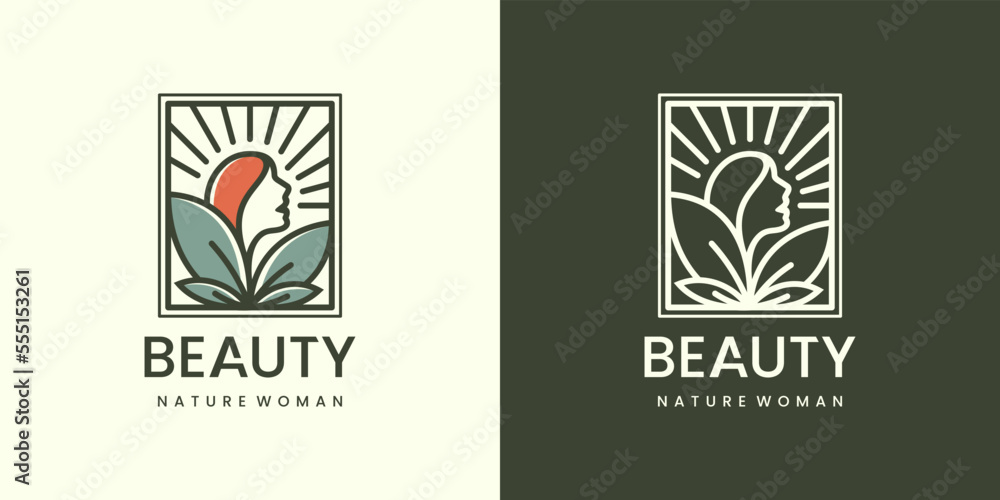 Beauty nature woman and leaf logo design Beauty nature woman and leaf logo design