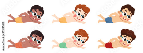 Fototapeta Naklejka Na Ścianę i Meble -  Kid Swimming Using Googles