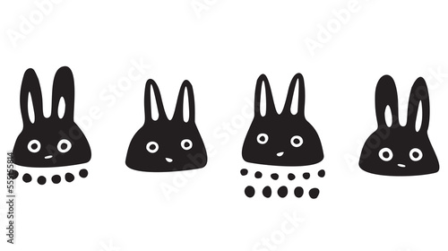 Easter bunny whimsical illustration set. Spring holiday pet bunny vector.
