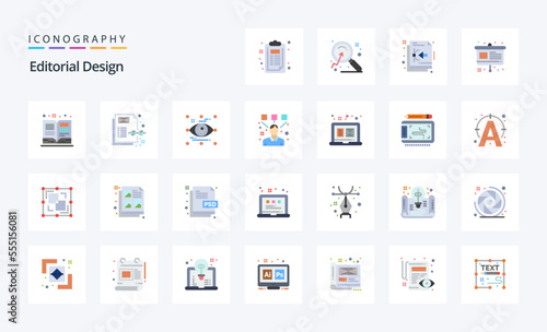25 Editorial Design Flat color icon pack