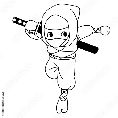 Coloring book of ninja vector illustration isolated on white background.