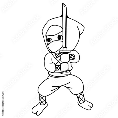 Coloring book of ninja vector illustration isolated on white background.