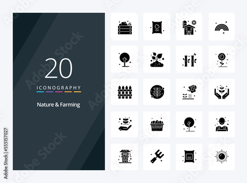 20 Nature And Farming Solid Glyph icon for presentation