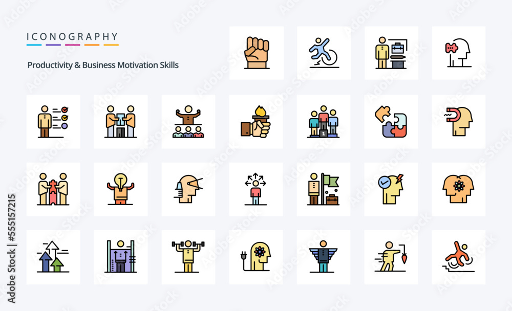 25 Productivity And Business Motivation Skills Line Filled Style icon pack