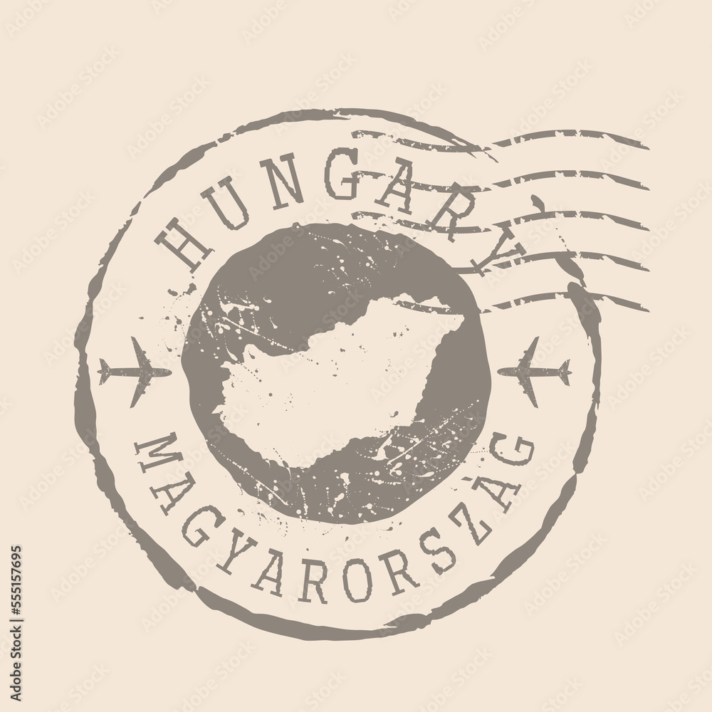 Fototapeta premium Stamp Postal of Hungary. Map Silhouette rubber Seal. Design Retro Travel. Seal of Map Hungary grunge for your design. EPS10