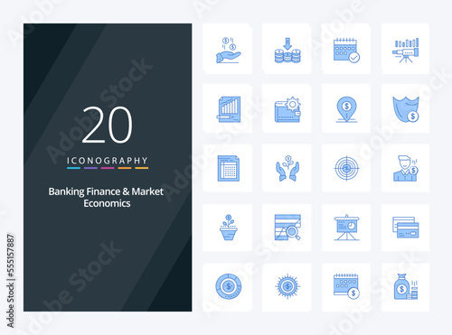 20 Banking Finance And Market Economics Blue Color icon for presentation