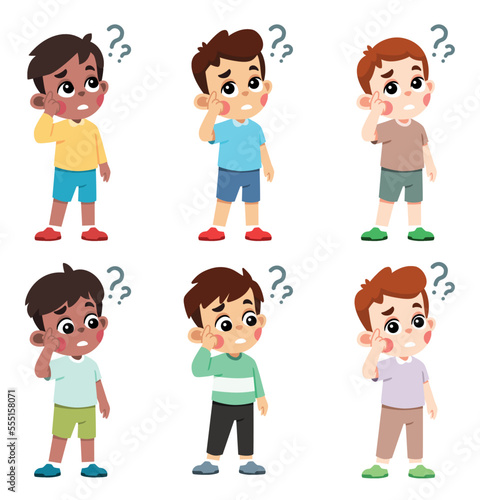 Kid Feeling Confused and Scratching Head