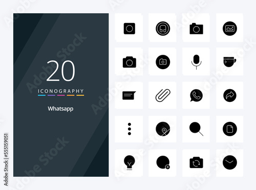 20 Whatsapp Solid Glyph icon for presentation