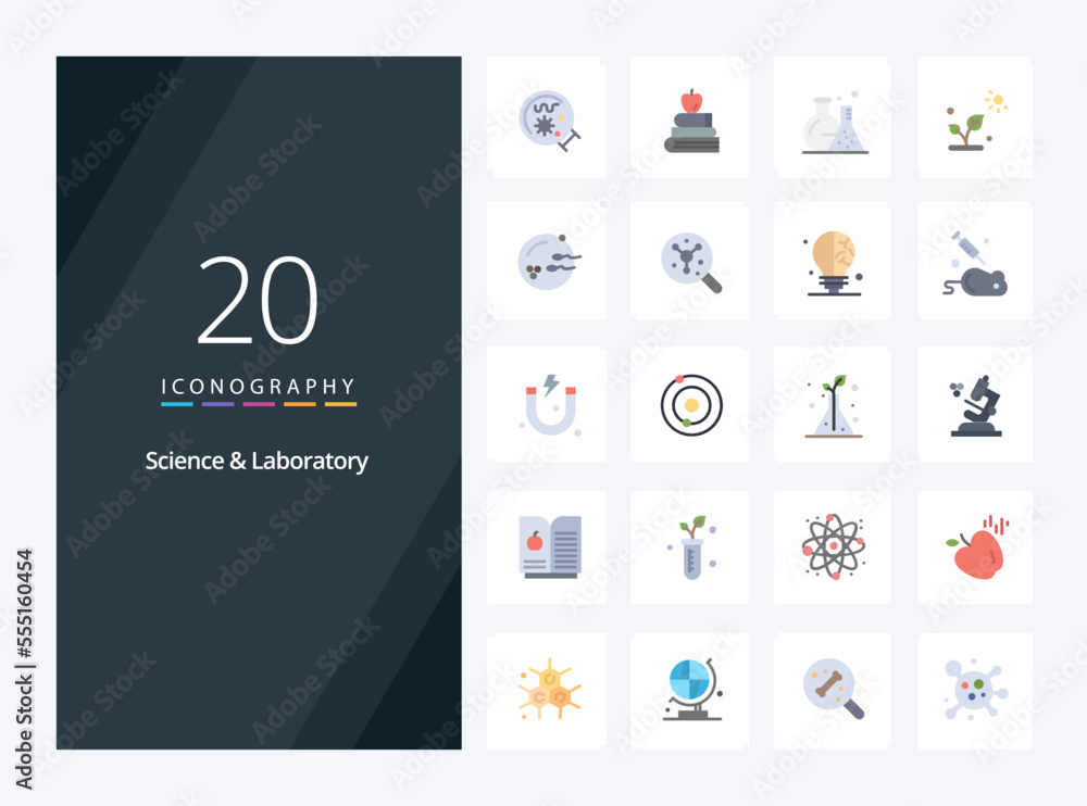 20 Science Flat Color icon for presentation