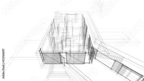 house building sketch architecture 3d illustration