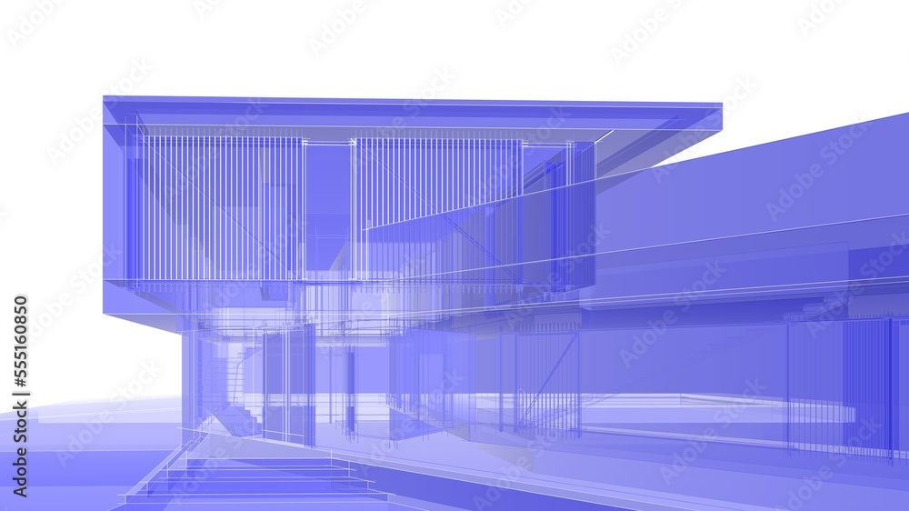 Fototapeta premium house building sketch architecture 3d illustration