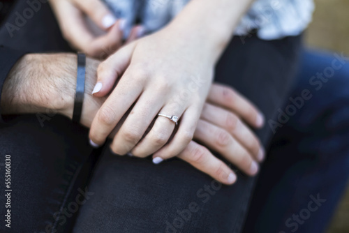 Engagement photo showing the engagement ring on the female's hand; Bothell, Washington, United States of America photo