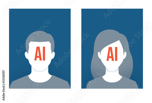 A faceless person with Ai text in the face. Isolated Vector Illustration