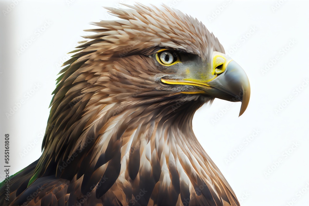 Naklejka premium Close-up of an Eagle isolated on a white background. Generative AI