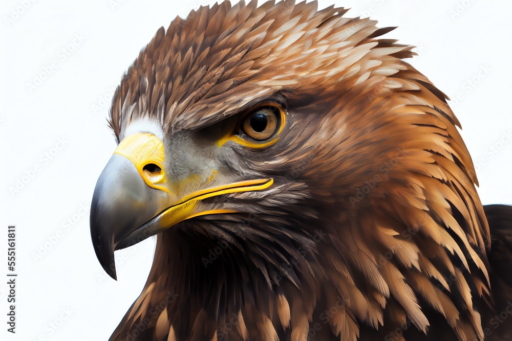 Obraz premium Close-up of an Eagle isolated on a white background. Generative AI