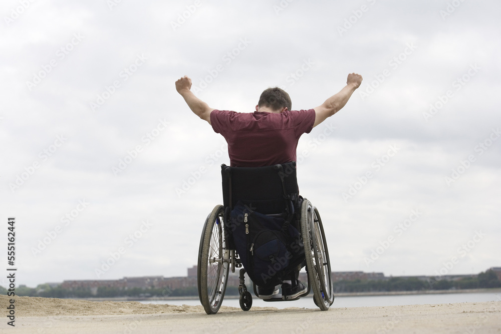 Handicapped man on a wheel chair. Handicapped man on a wheel chair.